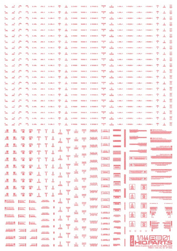 1/144 RB01 Caution Decals Pastel Pink (110mm x 156mm) (1 sheet)