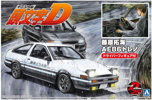 1/24 Aoshima Initial D #14 Toyota AE86 Sprinter Trueno Takumi Fujiwara Project D ver. with Figure