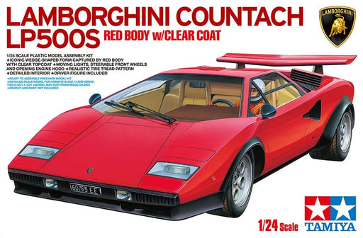 1/24 Tamiya Sports Car Lamborghini Countach LP500S Red Body with Clear Coat