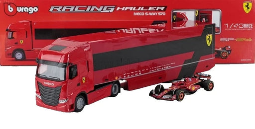 Bburago 1/43 Ferrari F1 Iveco S-Way 570 Transporter with Ferrari SF-24 #16 Charles Leclerc