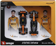 Bburago 1/43 McLaren Team MCL39 F1 2025 #4 Lando Norris 2-Pack Vertical