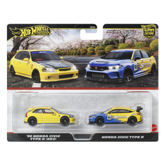 1/64 HotWheels Premium Honda Civic Type R (EK9) 1999 & Honda Civic Type R: 2-Car Set (MP)