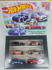 1/64 Hot Wheels 6 Pack Custom Datsun 240z, 2018 Honda Civic Type R, '70 Toyota Celica, Mazda RX-7, Subaru WRX STi, and '82 Nissan Skyline (MP)