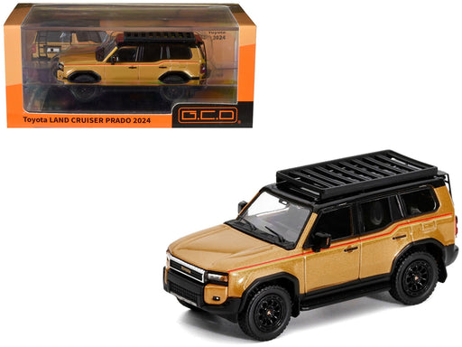1/64 GCD Toyota Land Cruiser Prado Gold Metallic with Red Stripes and Roof Rack KS-075-580