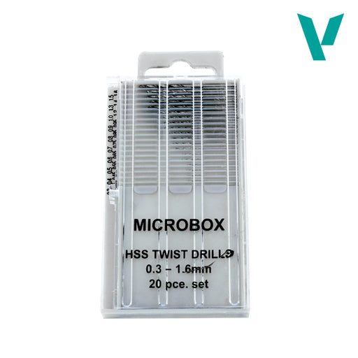 VALLEJO T01001 MICROBOX DRILL BIT SET 0.3-1.6mm (20-pc set)