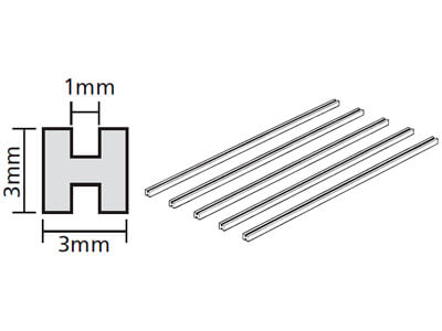 3.0mm Clear Plastic H-Shaped Beam (1.0mm thick, 3.0 x 3.0 x 400mm long) (5 pieces)