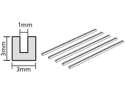 3.0mm Clear Plastic U-Shaped Beam (1.0mm thick, 3.0 x 3.0 x 400mm long) (5 pieces)