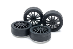 Mini 4WD GUP Low Friction Small Diameter Low Profile Tires (26mm) & Carbon Wheels (Fin)