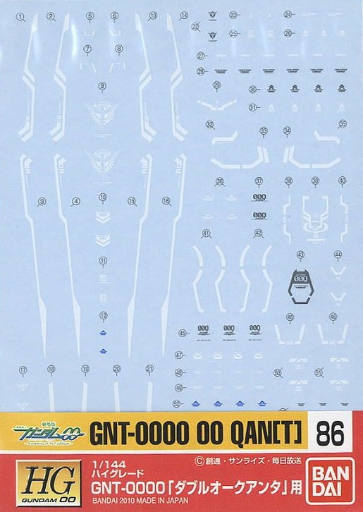 Gundam Decal #086 for 1/144 HG00 #66 00 QAN[T]