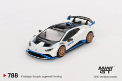 1/64 Mini GT Lamborghini HuracÂ n STO  Bianco Asopo (White/Blue) MGT00788-CH