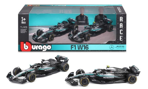 Bburago 1/43 Mercedes-AMG Petronas W16 F1 Team 2025 #12 Antonelli & #63 Russell 2-Pack Horizontal