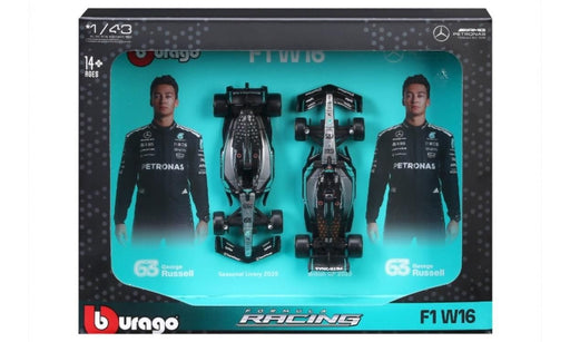 Bburago 1/43 Mercedes-AMG Petronas F1 W16 2025 #63 George Russell 2-Pack Vertical