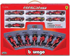 Bburago 1/43 Ferrari F1 Die-Cast Model Car 7-Pack with Display Stand Deluxe Gift Set