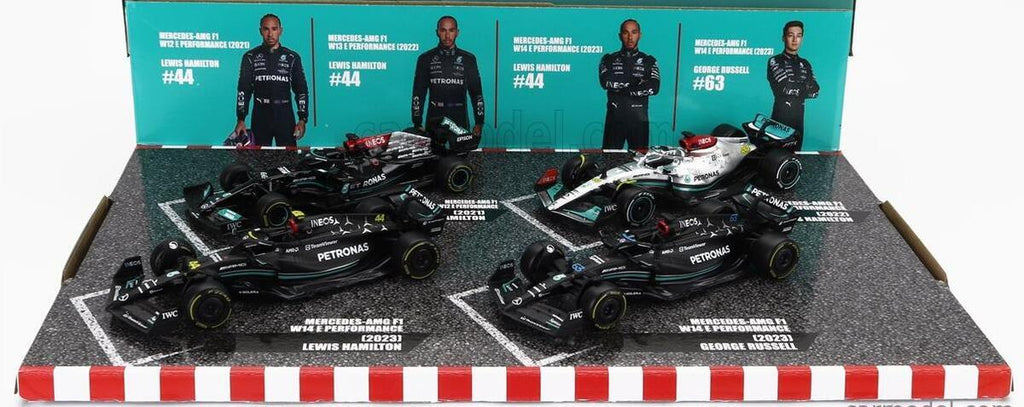 Bburago 1/43 Mercedes-AMG Formula 1 2021-2023 4 Pack Set