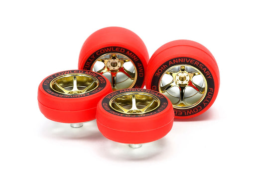 Mini 4WD GUP Red Slick Tires & Gold Color Plated Wheels 30th Anniversary