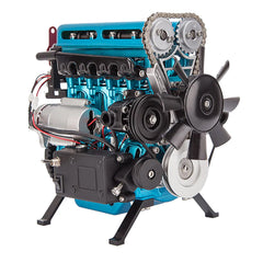 TECHING DM-111 Scale Metal 4-Cylinder Turbocharged Engine Model Building Kit Machinery Assembly Toy Gift DIY Model Kits