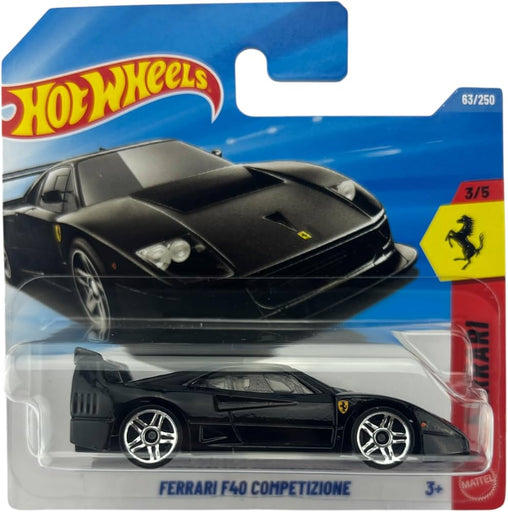 1/64 Hot Wheels Assorted 1 per item (Ferrari F40 Competizione Black, Red and Raijin Express Black)