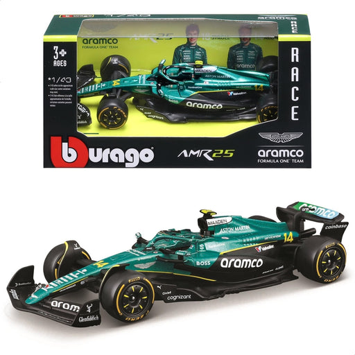 Bburago 1/43 Aston Martin Aramco AMR25 2025 Australian F1 GP #14 Fernando Alonzo with Helmet