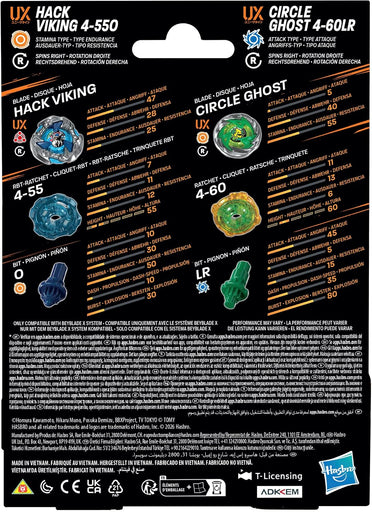 Takara Tomy Beyblade X Circle Ghost 4-60LR UX & Hack Viking 4-55O UX Dual Pack Set (MP)
