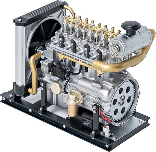 TECHING DM-115 Mini Diesel Engine Model kit That Runs OHV 4-Cylinder Engine Mechanical Metal Assembly DIY Car Engine Model Kit 300+pcs