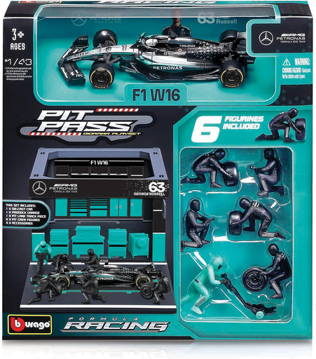 Bburago 1/43 Mercedes-AMG Petronas F1 W16 Formula Pit Pass 2025 #63 George Russell