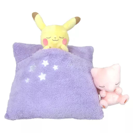 Pokemon Ichiban Kuji Last One Prize Holiday Night Pikachu & Mew Cushion Plush (MP)