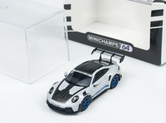 1/64 Minichamps Porsche 911 992 GT3 RS 2022 Grey with Blue Accents 643062122