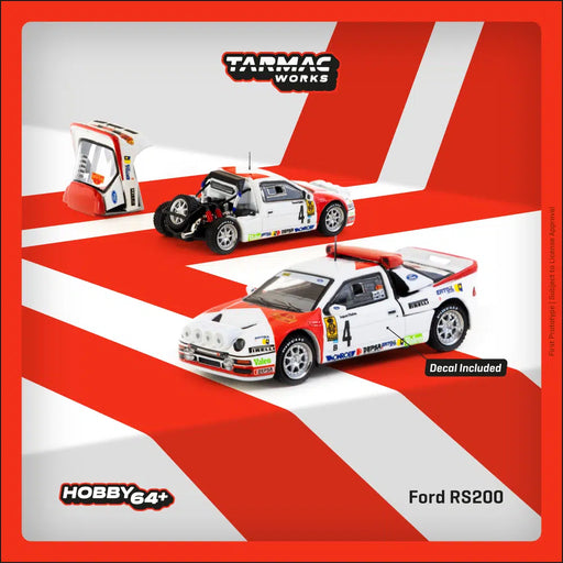 1/64 Tarmac Works Ford RS200 Rallye Catalunya 1986 (Red/White) T64P-001-86RC04