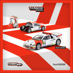 1/64 Tarmac Works Ford RS200 Rallye Catalunya 1986 (Red/White) T64P-001-86RC04