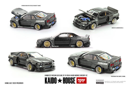 1/64 Kaido House by Mini GT Nissan Skyline GT-R R34 GReddy V2 Black (MP)