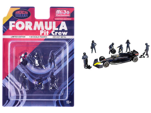 1/64 American Diorama Figure Set Formula 1 Pit Crew Team Blue