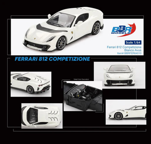 1/64 BBR Models Ferrari 812 Competizione Bianco Avus White BBRFER64010