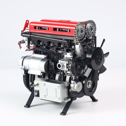 DM111R Turbocharged 4-Cylinder Engine Mechanical Model Kit DIY All Metal Assembly 360+ Pieces (DM111 - RED)