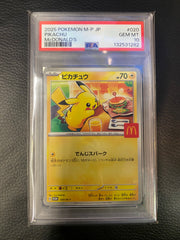 Graded 2025 PKM Japanese JP M-P Promo Pikachu #020 McDonald's Trading Card Game PSA 10 Gem Mint (MP)