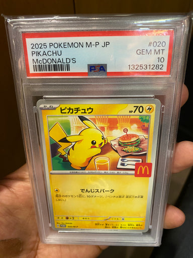 Graded 2025 PKM Japanese JP M-P Promo Pikachu #020 McDonald's Trading Card Game PSA 10 Gem Mint (MP)