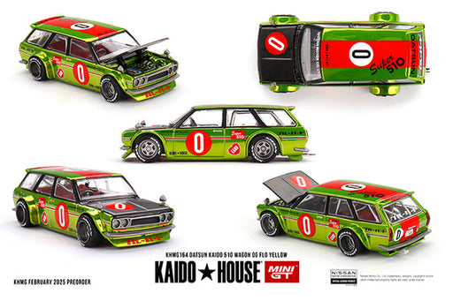 1/64 Mini GT Kaido House Datsun KAIDO 510 Wagon OG  Flo Yellow (Metallic Green) KHMG164-CH