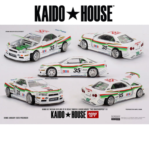 1/64 Mini GT Kaido House Nissan Skyline GT-R (R34) The Grasshopper V1 (White) KHMG167-CH