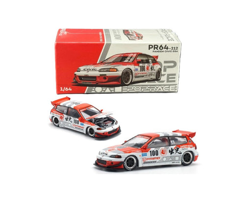 1/64 PopRace PR64-212 Pandem Honda Civic EG6 Primo #100 White/Red