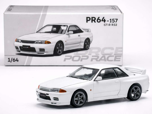 1/64 PopRace PR64-157 Nissan GTR R32 Crystal White (MP)