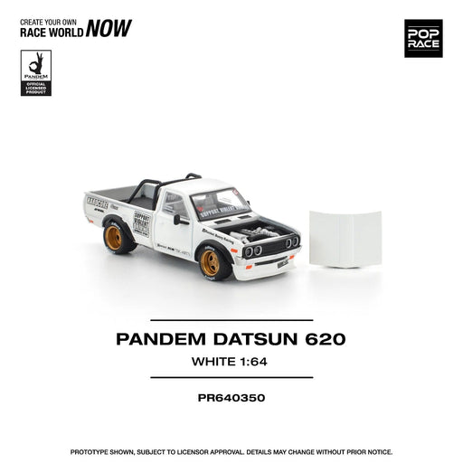 1/64 PopRace PR64-350 Datsun Pandem Pickup Truck Rocket Bunny Racing 620 White