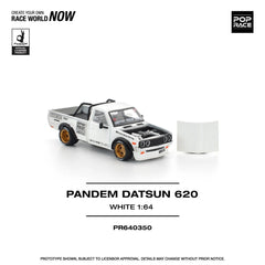 1/64 PopRace PR64-350 Datsun Pandem Pickup Truck Rocket Bunny Racing 620 White