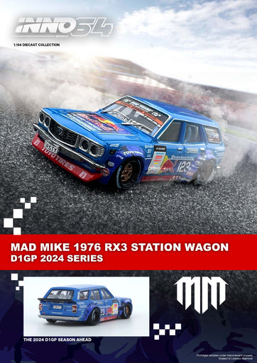 1/64 Inno64 Mad Mike 1976 Mazda RX3 Station Wagon D1GP Series 2024