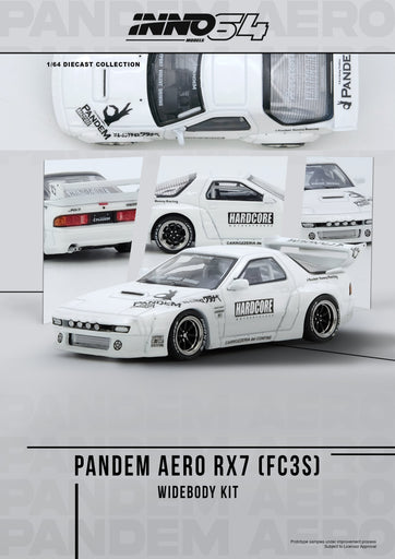1/64 Inno64 Mazda RX7 (FC3S) PANDEM AERO Widebody Kit White