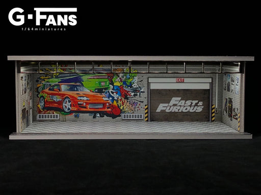1/64 G-Fans 710016 Fast and Furious Car Garage with LED Diorama
