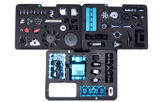 DM111B Turbocharged 4-Cylinder Engine Mechanical Model Kit DIY All Metal Assembly 360+ Pieces (DM111 - BLUE)