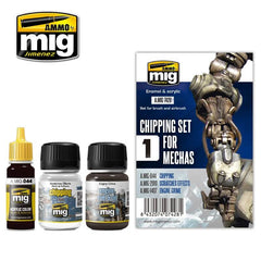 Ammo Chipping Set for Mechas (Enamel 35ml x 1, Acrylic 17ml x 1 & Chipping Fluid 35ml)