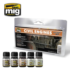 Ammo Civil Engines Weathering Set (Enamel 35ml x 3 & Pigments 35ml x 2)
