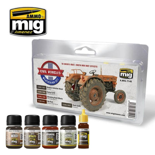 Ammo Civil Vehicles Weathering Set (Enamel 35ml x 3, Acrylic 17ml x 1 & Pigments 35ml x 1)