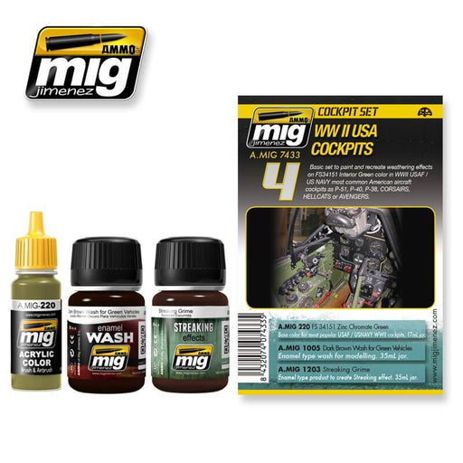 Ammo Cockpit Set 04 WWII USA Cockpits (Enamel 35ml x 2 & Acrylic 17ml x 1)