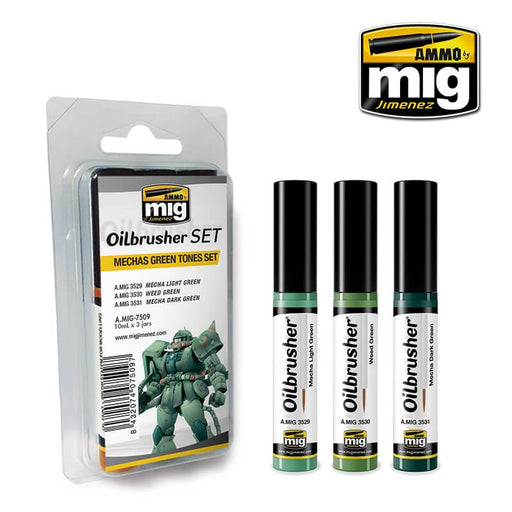 Ammo Oilbrusher Set (10ml x 3) Mechas Green Tones Set